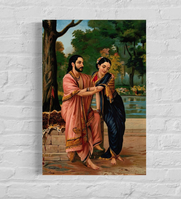 Arjuna wooing Subhadra by Raja Ravi Varma | Famous Canvas Painting