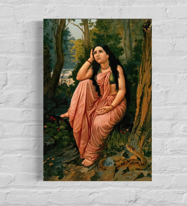 Damayanti deserted in the forest by Raja Ravi Varma | Famous Canvas Painting