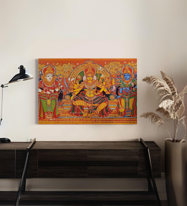 Goddess Durga Kerala Mural Art Canvas Giclee Print - Elevate Your Space with Timeless Elegance | Divine Mastery