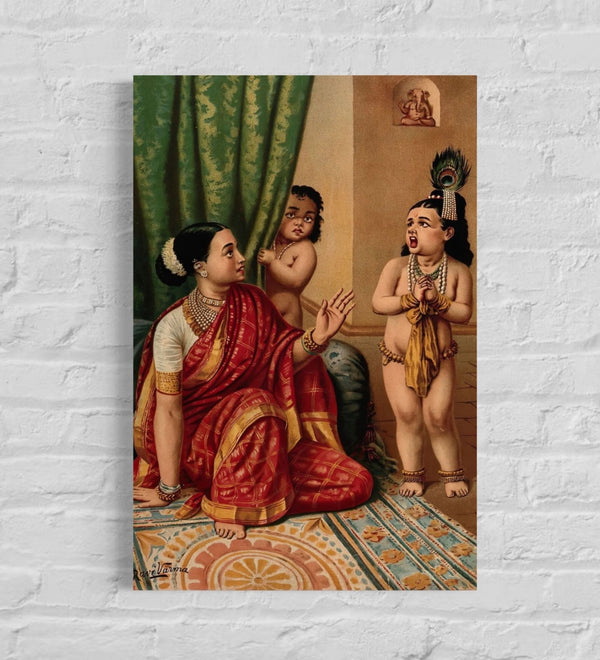 Yashoda with Krishna by Raja Ravi Varma | Famous Canvas Painting