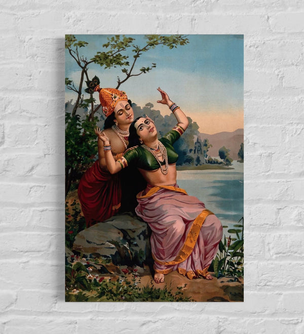 RADHA AND MADHAV by Raja Ravi Varma | Famous Canvas Painting