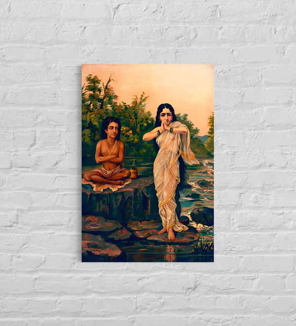 Heavenly beauty Ramba tries to distract Sukar By Raja Ravi Varma | Famous Canvas Painting