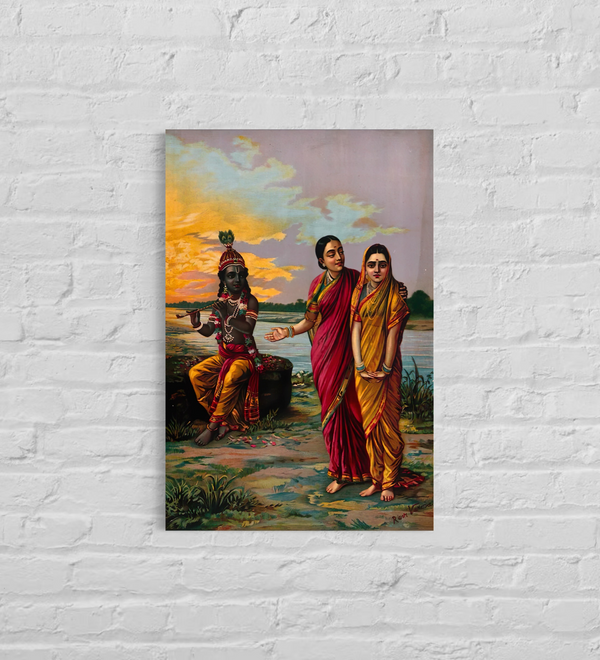 Krishna declaring his love for Radha (Manini Radha) By Raja Ravi Varma | Famous Canvas Painting