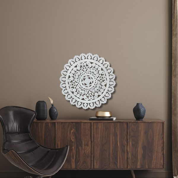 Round Wooden Jali Hand Carved Panel Wall Art | Wooden Wall art | Transform Your Space with Intricate Design