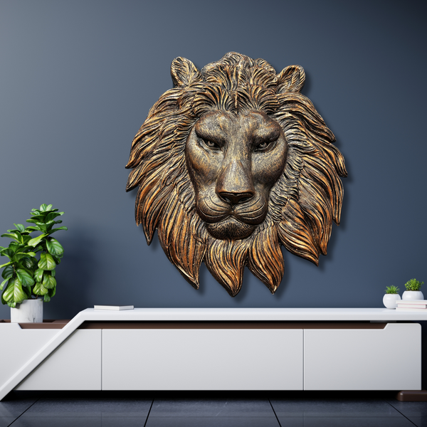 3 feet Lion face 3D relief wall art