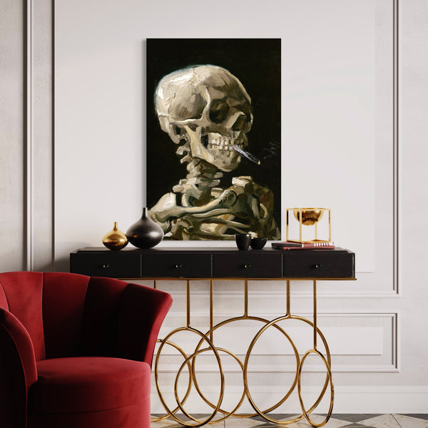 Skull of a Skeleton with Burning Cigarette By Vincent van Gogh Canvas Giclee Print