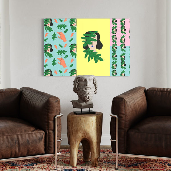 Henri Matisse Muse: Multicolor Women Face, Hand, and Leaves Canvas - A Timeless Giclee Masterpiece