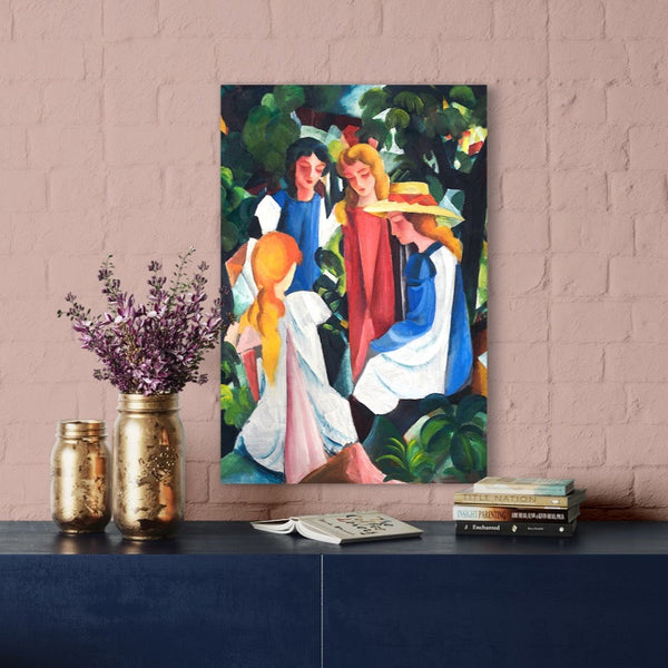 Four Girls, 1913' Canvas Giclee Print by August Macke | World Famous Painting | Vibrant Charm