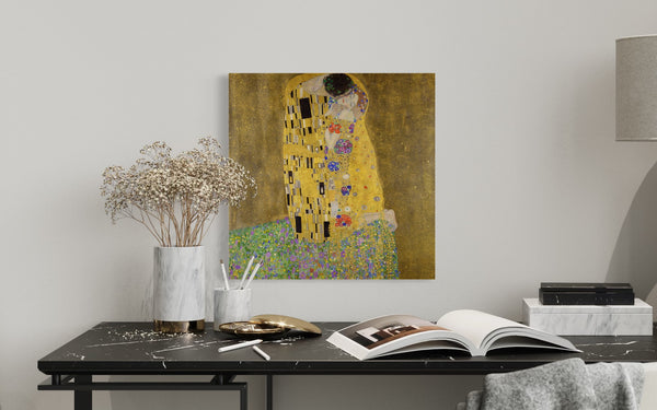 The Kiss by Gustav Klimt Canvas Print - 18x18 Inches | World Famous Painting | Enchantment Embodied