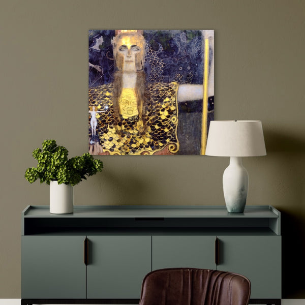 Pallas Athena 1898 Poster by Gustav Klimt - Canvas Giclee Print | World Famous Painting | Illuminate Your Space
