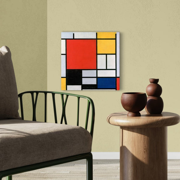 Composition With Large Red Plane, Yellow, Black, Grey and Blue (1921) By Piet Mondrian Canvas Print | World Famous Painting