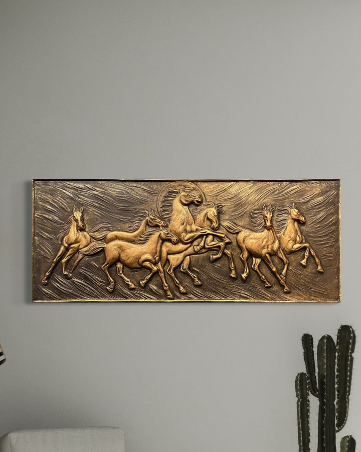 Vastu Inspired 7 Horse 3D Relief Mural Wall Art