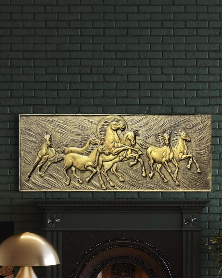 Vastu Inspired 7 Horse 3D Relief Mural Wall Art