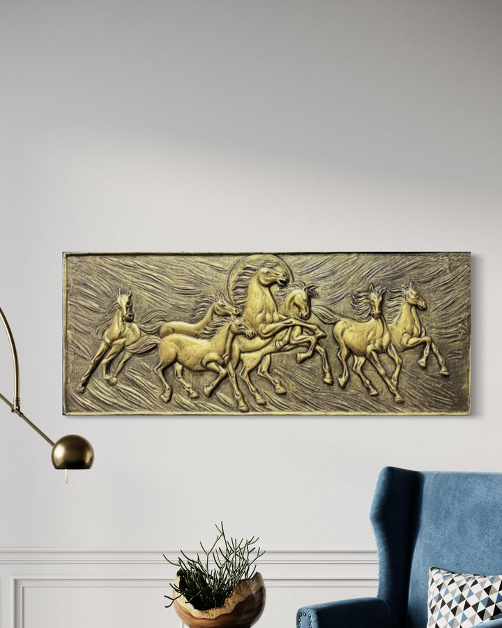 Vastu Inspired 7 Horse 3D Relief Mural Wall Art