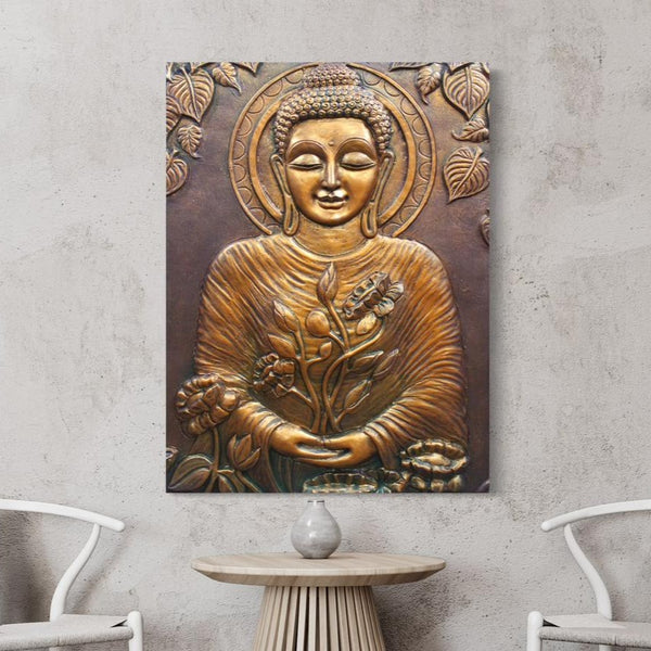 4X3 feet Large size 3D Buddha with Chakra Relief Mural Wall Art | Ready to hang