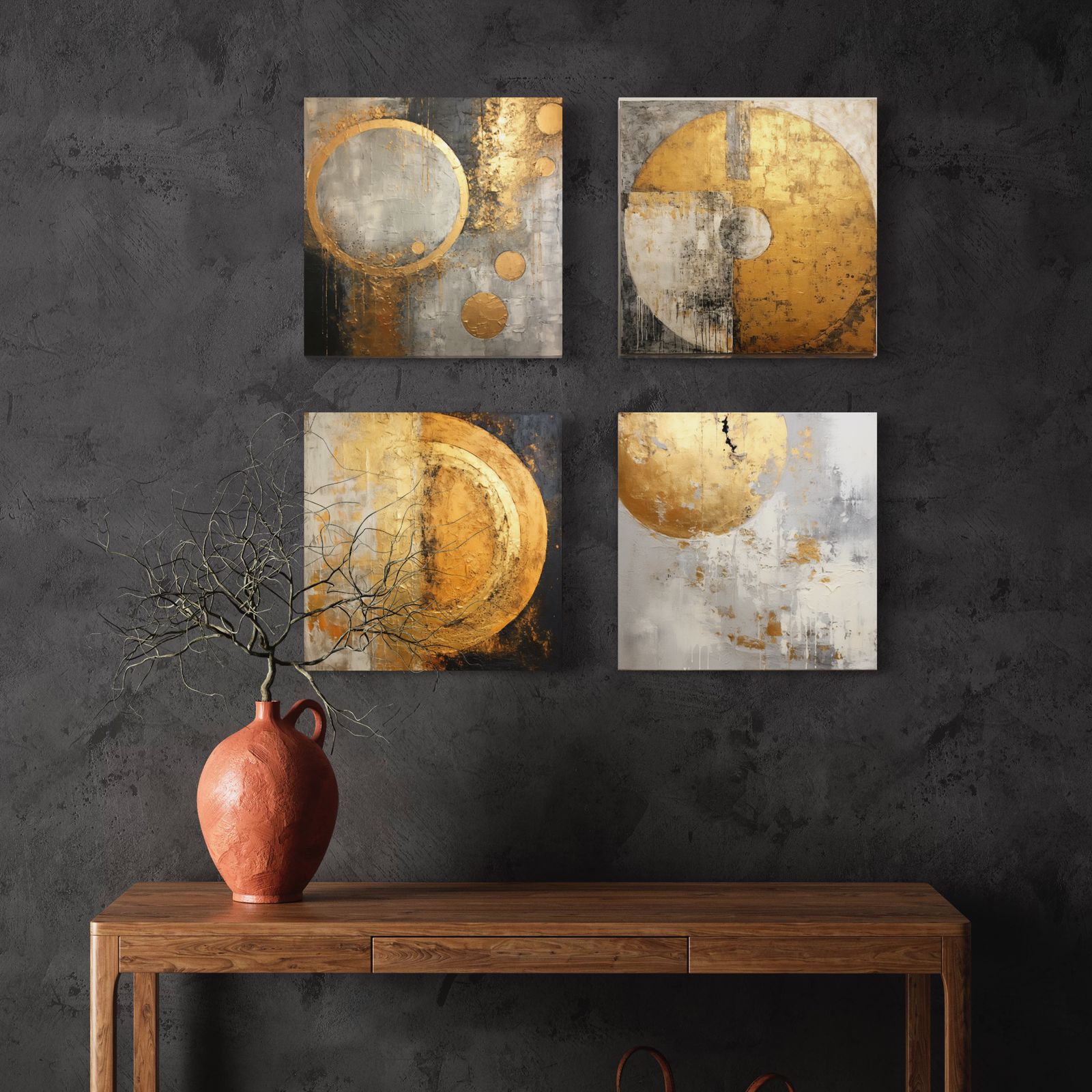 Set of 3 modern abstract painting | Best Wall art - Artociti