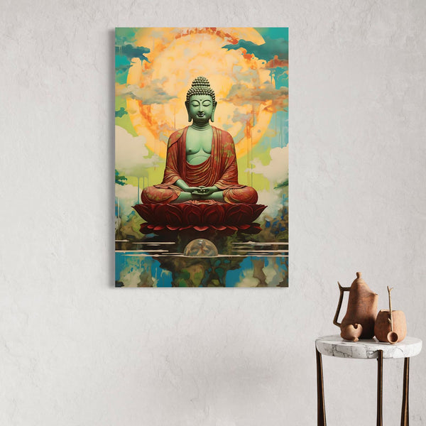 Pastel Serenity: Buddha Canvas Painting | Ready to hang