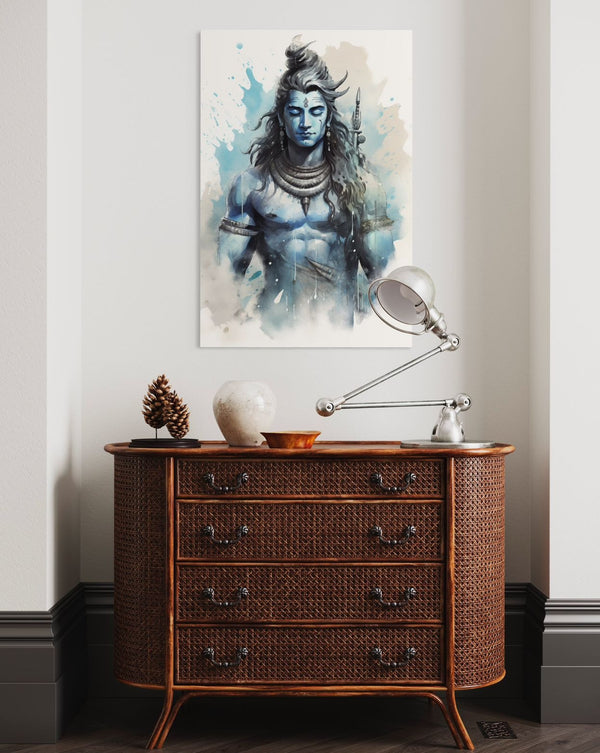 Lord Shiva Abstract Canvas Painting | Divine Serenity