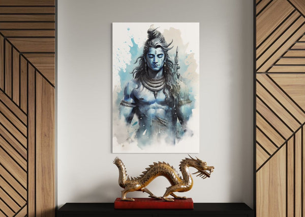 Lord Shiva Abstract Canvas Painting | Divine Serenity
