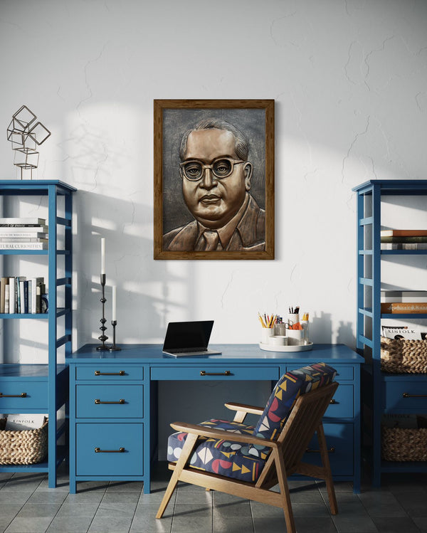 Dr. Bheem Rao Ambedkar 3D Relief Mural Wall Art - Choose Your Legacy in Bronze & Golden | Available in 36X28 Inches