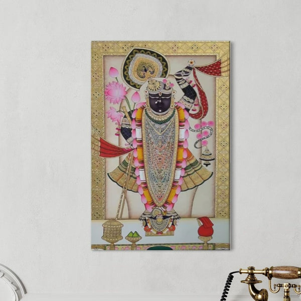Lord Shreenath Ji Pichwai Canvas Giclee Print - Timeless Traditional Art in Multiple Sizes | Divine Elegance