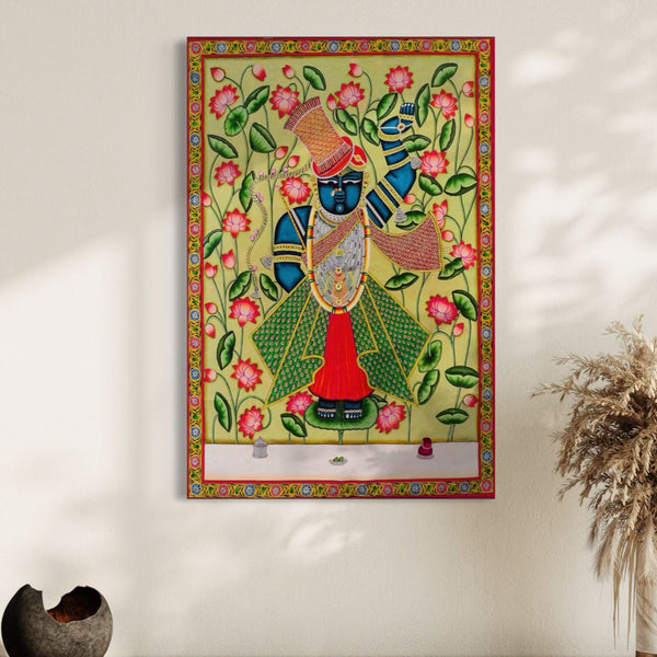 Lord Shreenath Ji Pichwai Canvas Giclee Print – Elevate Your Space with Sacred Artistry | Divine Splendor