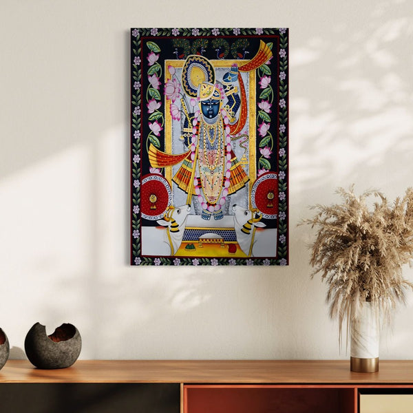 Shreenath Ji Pichwai Lotus Canvas Giclee Print | Elevate Your Space with Divine Elegance