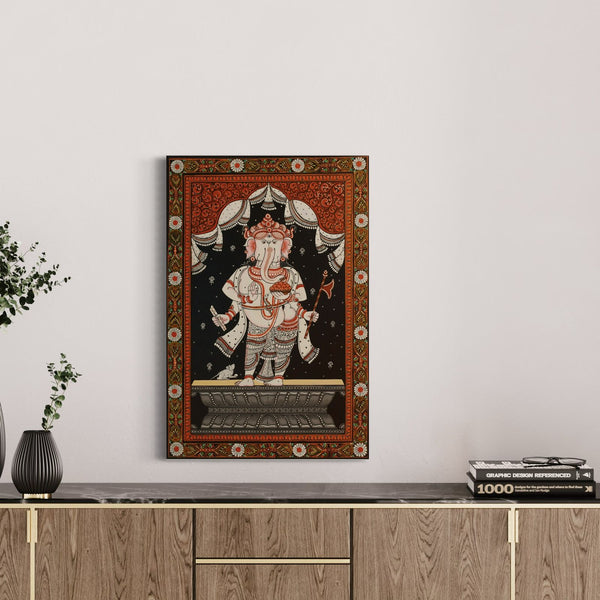 Multicolored God Ganesh Orissa Pattachitra Mandala Canvas Print - Elevate Your Space with Spiritual Artistry