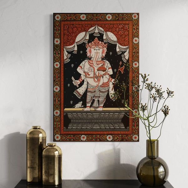 Multicolored God Ganesh Orissa Pattachitra Mandala Canvas Print - Elevate Your Space with Spiritual Artistry