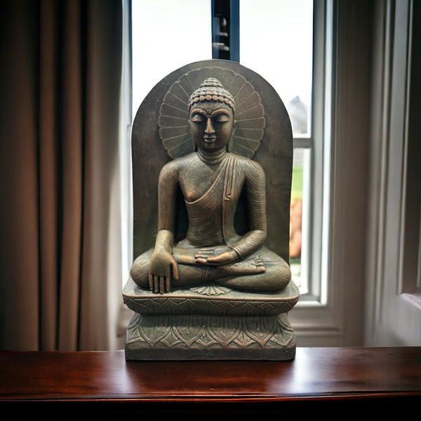 15-Inch Meditating Bhumisparsha Buddha 3D Relief Mural – Transformative Wall/Table Decor | Invoke Harmony