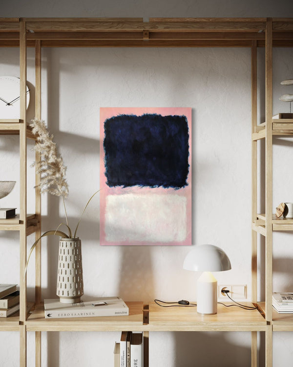 Pink Dark Blue White Abstract Art by Mark Rothko - Canvas Giclee Print in 380 GSM - Available in 24x16 and 30x20 Inches | Harmony in Hues