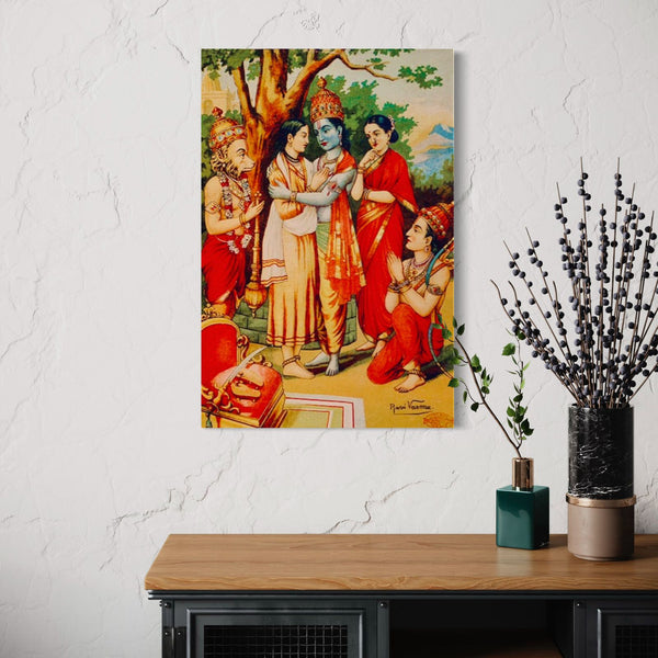 Lord Rama and Bharat Milap | Bharat Bhet  | Shree Ram | Bharatha meeting Rama By Raja Ravi Varma | Canvas Giclee Print – Rule Ayodhya in Style