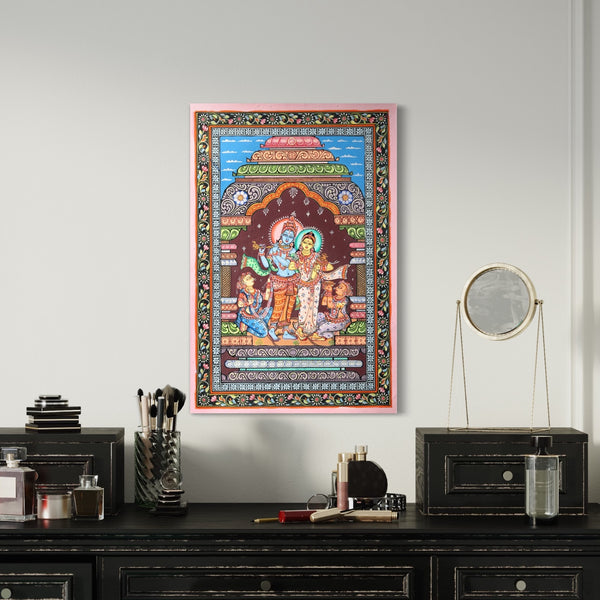 Radha Krishna Orissa Pattachitra Canvas Prints - Choose Your Size | Divine Unique Tradional