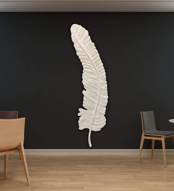 7 Feet White Feather 3D Abstract Relief Mural Wall Art | Abstract Mural