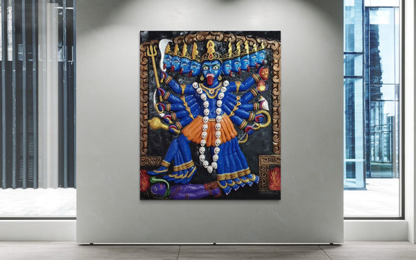 Maa Kali 3D Relief Mural Wall Art (6X5 Feet) | Mahakali | Kali Mata 3d Wall art