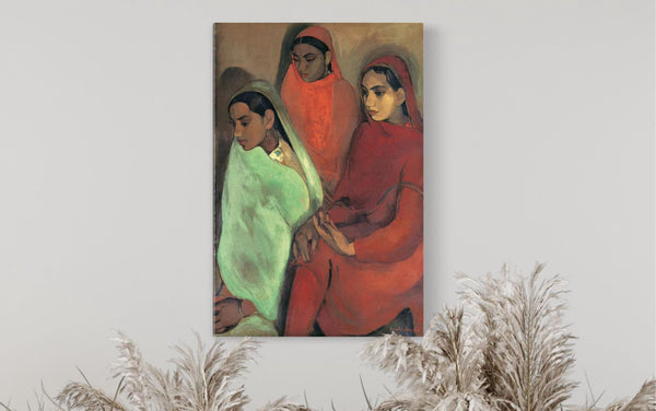 Three Girls Painting by Amrita Shergil Canvas Giclee Print - Available in Multiple Sizes | Group of Girls
