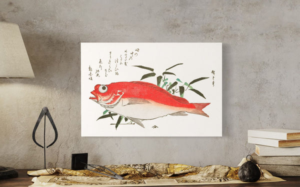 Medetai Fush and Sasaki Bamboo, from the series Uozukushi (Every Variety of Fish)  by Utagawa Hiroshige II | Canvas Print | Japanese art