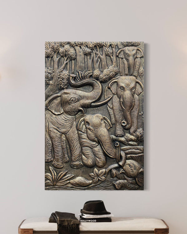 Nature inspired 3D Relief Mural Set - Elephant, Deer, Trees | Set of 1 and Set of 2