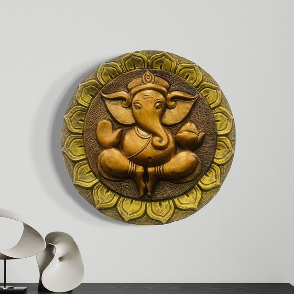 21x21 inches Round Lord Ganesha 3D Wall Hanging | Vigneshwara Wall Hanging
