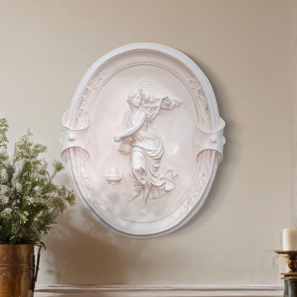 Vintage Wedgwood Style Oval Plaque Depicting Athena in Flowing Gown in european marble theme