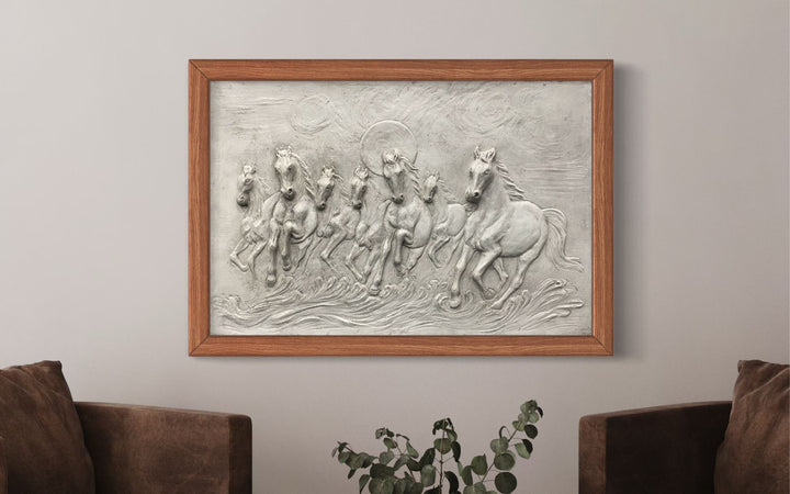 3X2 feet 7 Horse 3D Relief Mural Wall Art