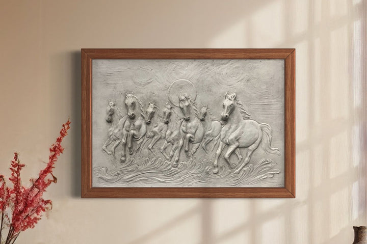 3X2 feet 7 Horse 3D Relief Mural Wall Art