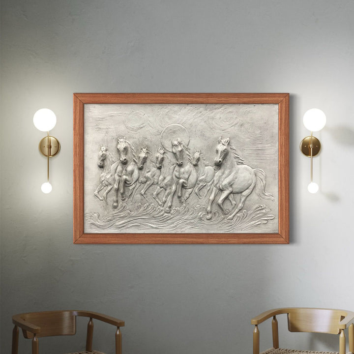 3X2 feet 7 Horse 3D Relief Mural Wall Art