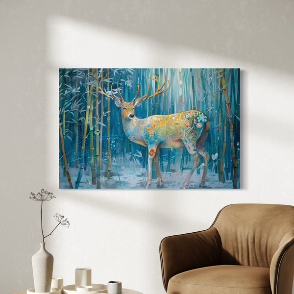 Multicolor Reindeer Abstract Canvas Giclee Print – Modern Art Decor
