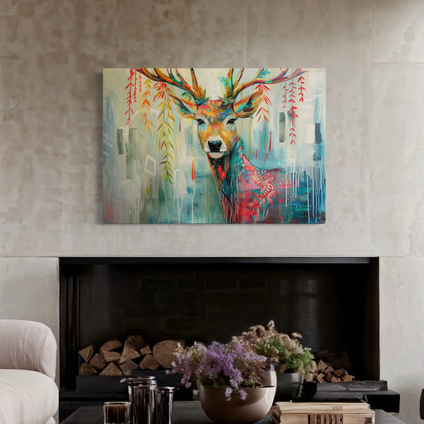 Sleek Reindeer Modern Abstract Canvas Giclee Print - Captivating Elegance