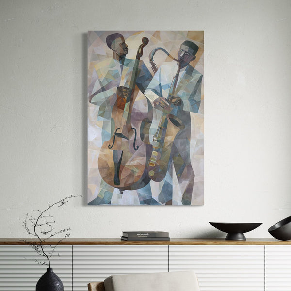 Smooth Jazz Sunday Retro Piano Jazz Art – Modern Abstract Canvas Giclee Print