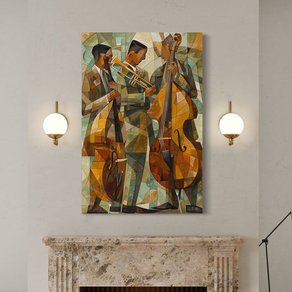 Retro Piano Jazz Art: Vibrant Modern Abstract Canvas Giclee Print