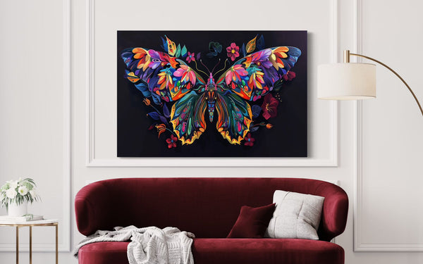 Colorful Butterfly Modern Abstract Canvas Giclee Print