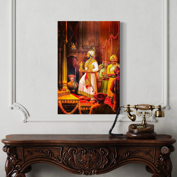 Rajyabhishek (Coronation) of Chattrapati Shivaji Maharaj - Premium Canvas Giclee Print