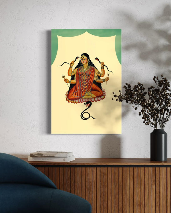 Bhagirathi Naga Devi Mansa Devi | Kalighat painting Canvas Giclee Print